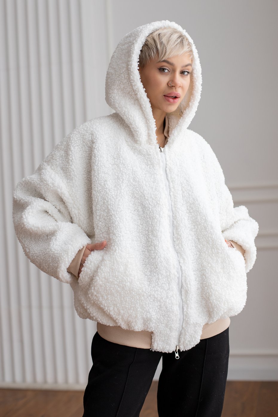 Куртка двухсторонняя Tiffany женская бежевый kr8030-011 в интернет