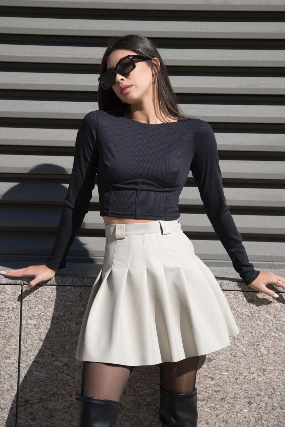 Tennis leather skirt